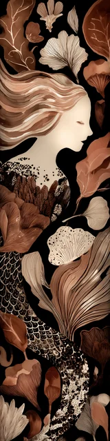 Free mermaid bookmark with a brown mermaid